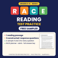 RACE Reading Test Practice, Grades 3–5 free sampler: 1 reading passage, 3 constructed-response questions, answer key