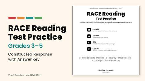 RACE Reading Practice Grades 3-5: 21 passages, 47 prompts, full answer key