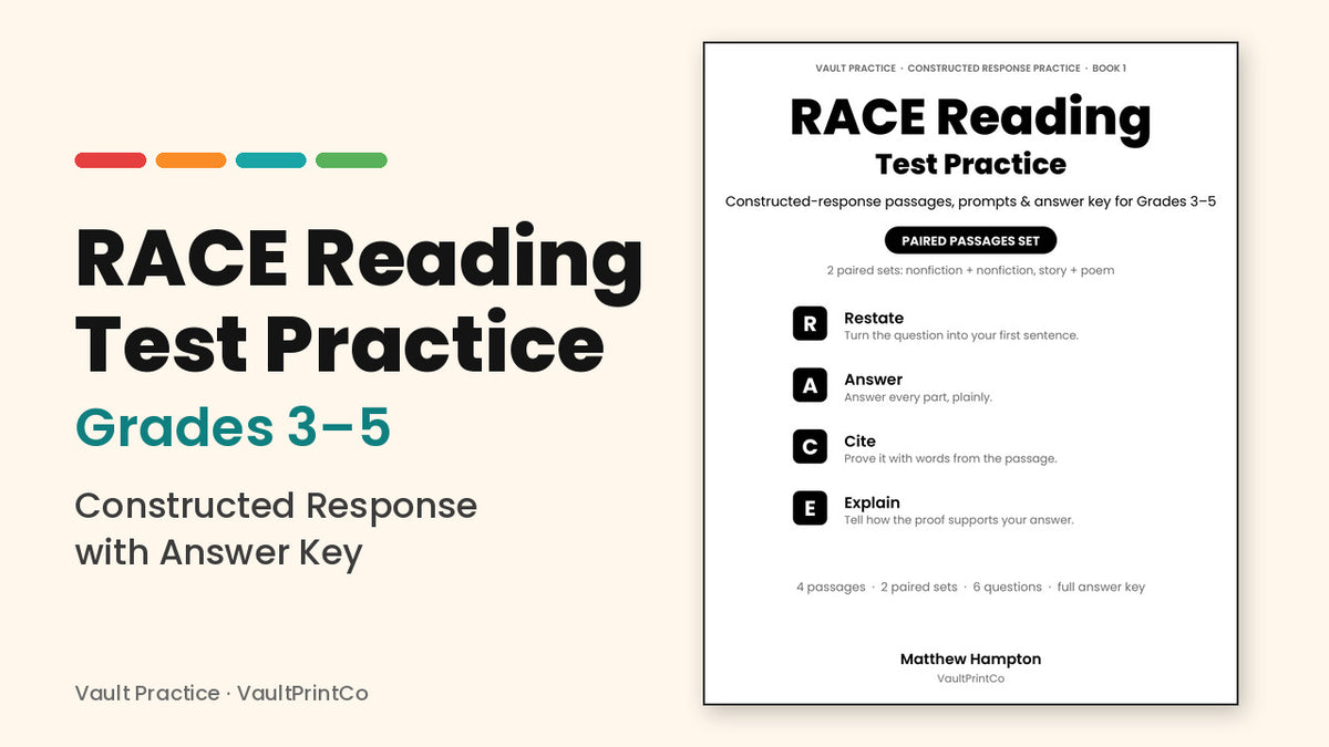 RACE Reading Test Practice, Grades 3–5: Paired Passages Set